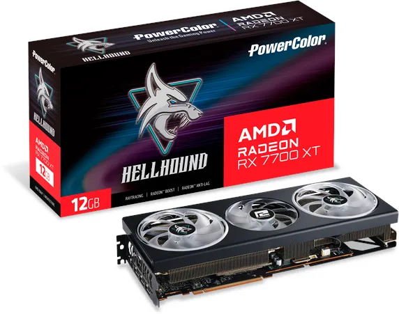 PowerColor Radeon RX 7700 XT Hellhound OC - 12GB GDDR6 VRAM - Grafikkarte